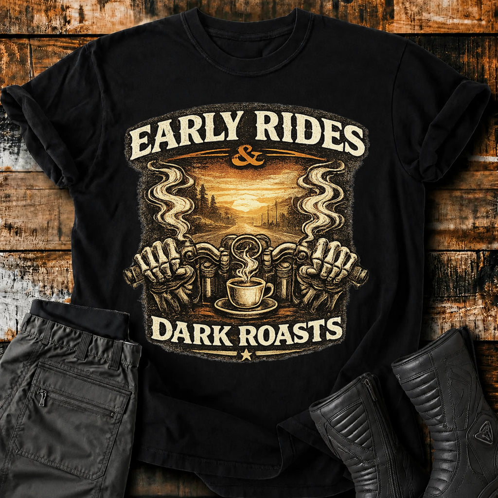 Early Rides & Dark Roasts T‑Shirt