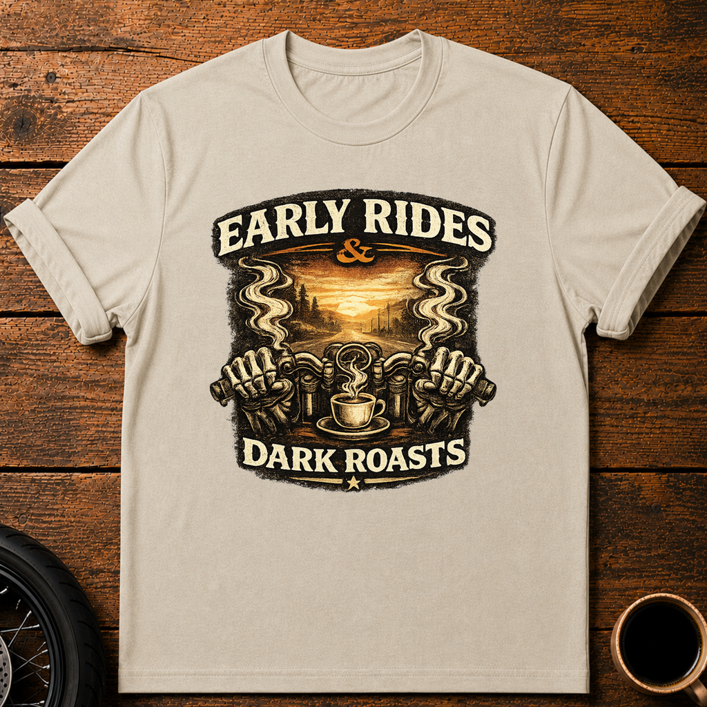 Early Rides & Dark Roasts T‑Shirt