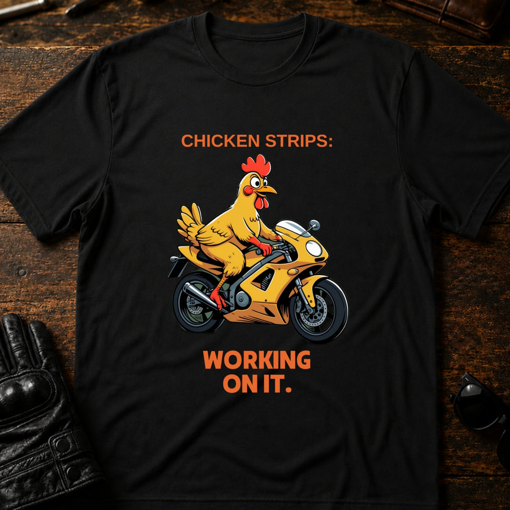 Chicken Strips Working On It Sportbike T-Shirt - mockup 1 black