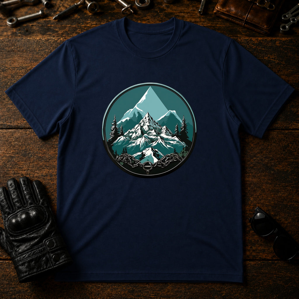 Mountain Pass Climb T-Shirt - mockup 5 navy