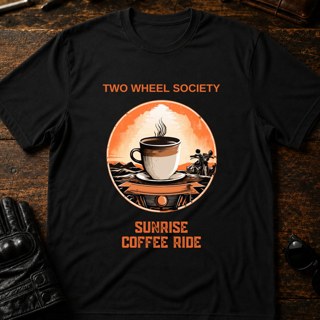 Sunrise Coffee Ride T-Shirt - mockup 1 black