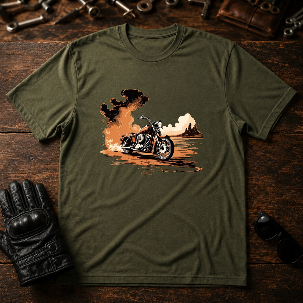 Sunrise Coffee Ride T-Shirt - mockup 2 military green