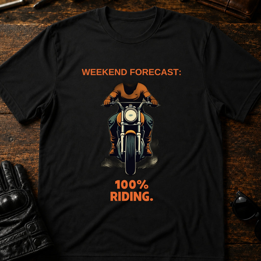 Weekend Forecast 100 Percent Riding Motorcycle T-Shirt - mockup 1 black