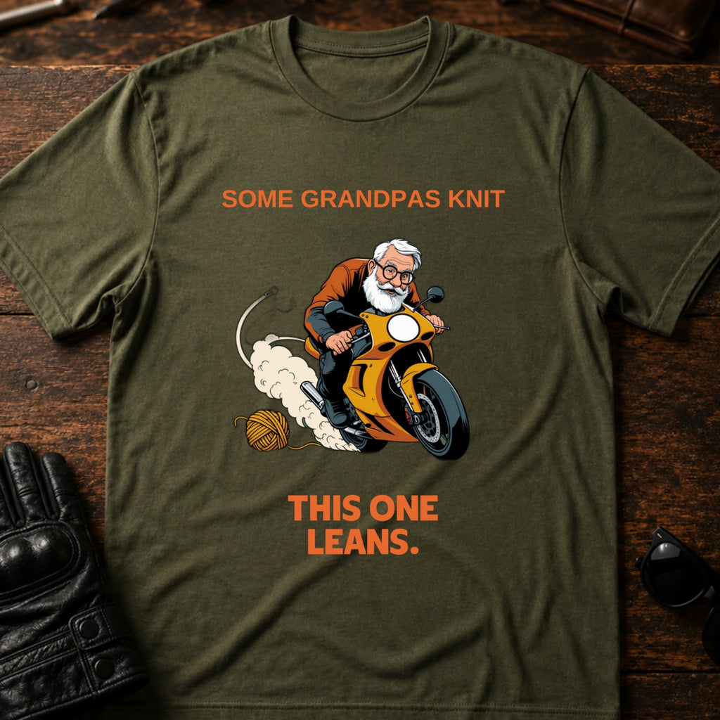 Some Grandpas Knit This One Leans T-Shirt - mockup 2 military green