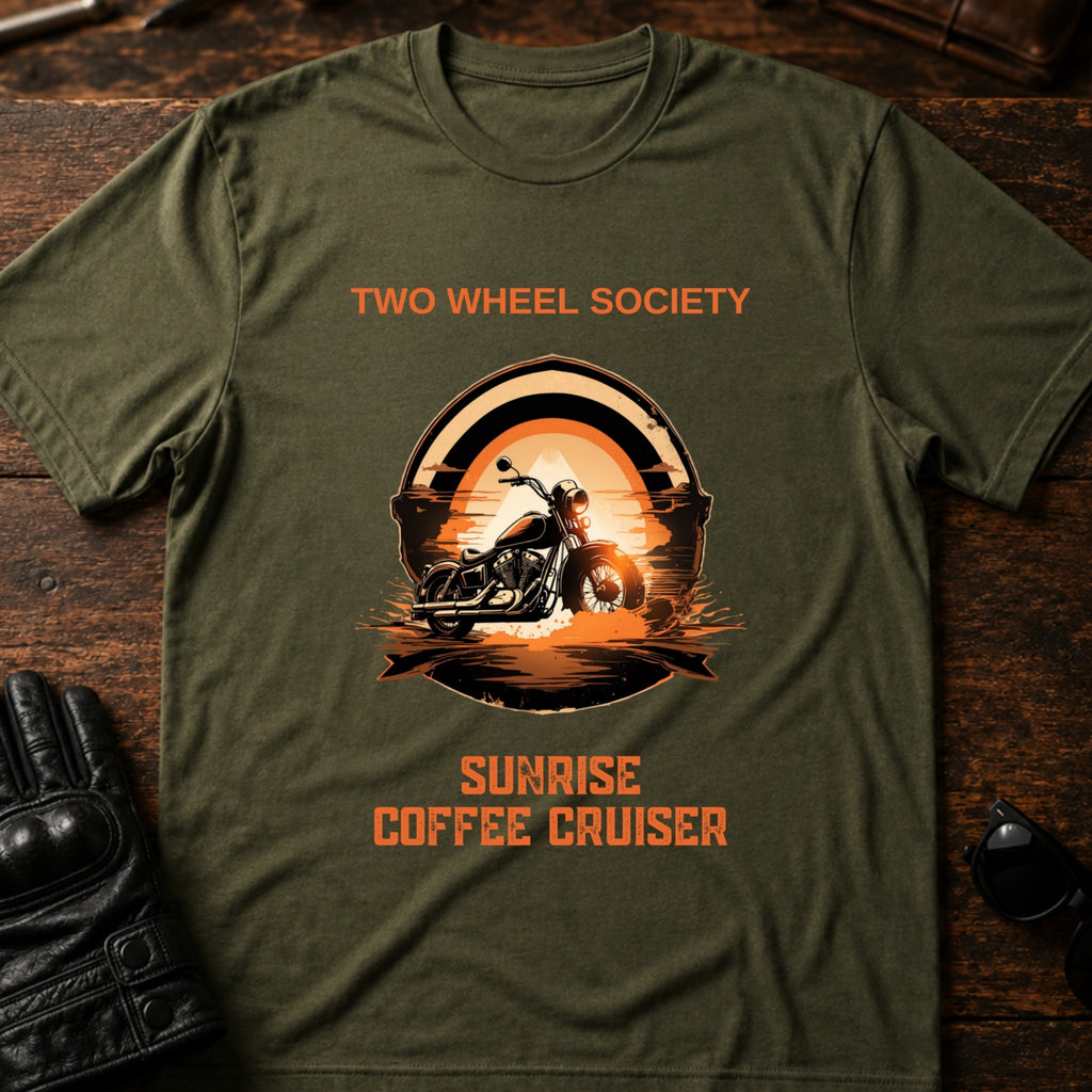 Sunrise Coffee Cruiser T-Shirt - mockup 2 military green