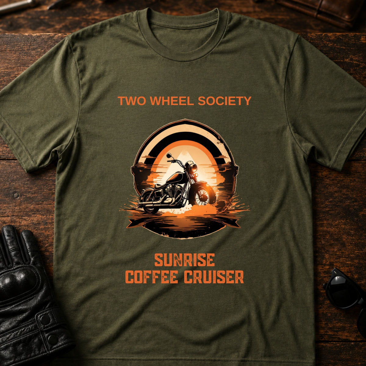 Sunrise Coffee Cruiser T-Shirt, military green