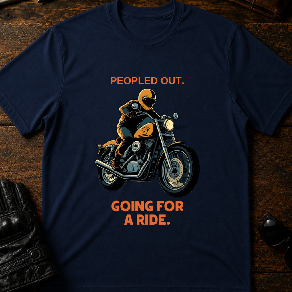 Peopled Out Going For A Ride Introvert Biker T-Shirt - mockup 5 navy