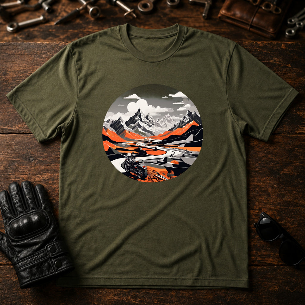 Mountain Pass Ride T-Shirt - mockup 2 military green