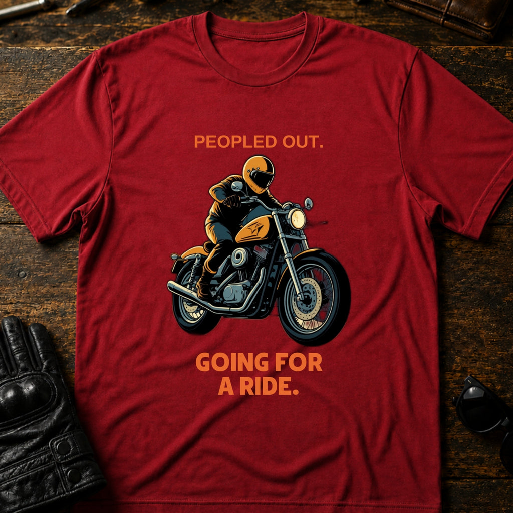 Peopled Out Going For A Ride Introvert Biker T-Shirt - mockup 7 cardinal red