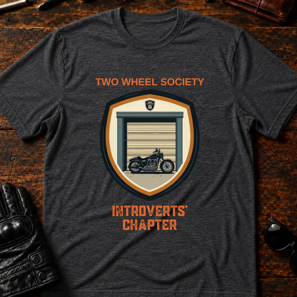 Two Wheel Society Introverts Chapter Biker T-Shirt - mockup 8 dark heather
