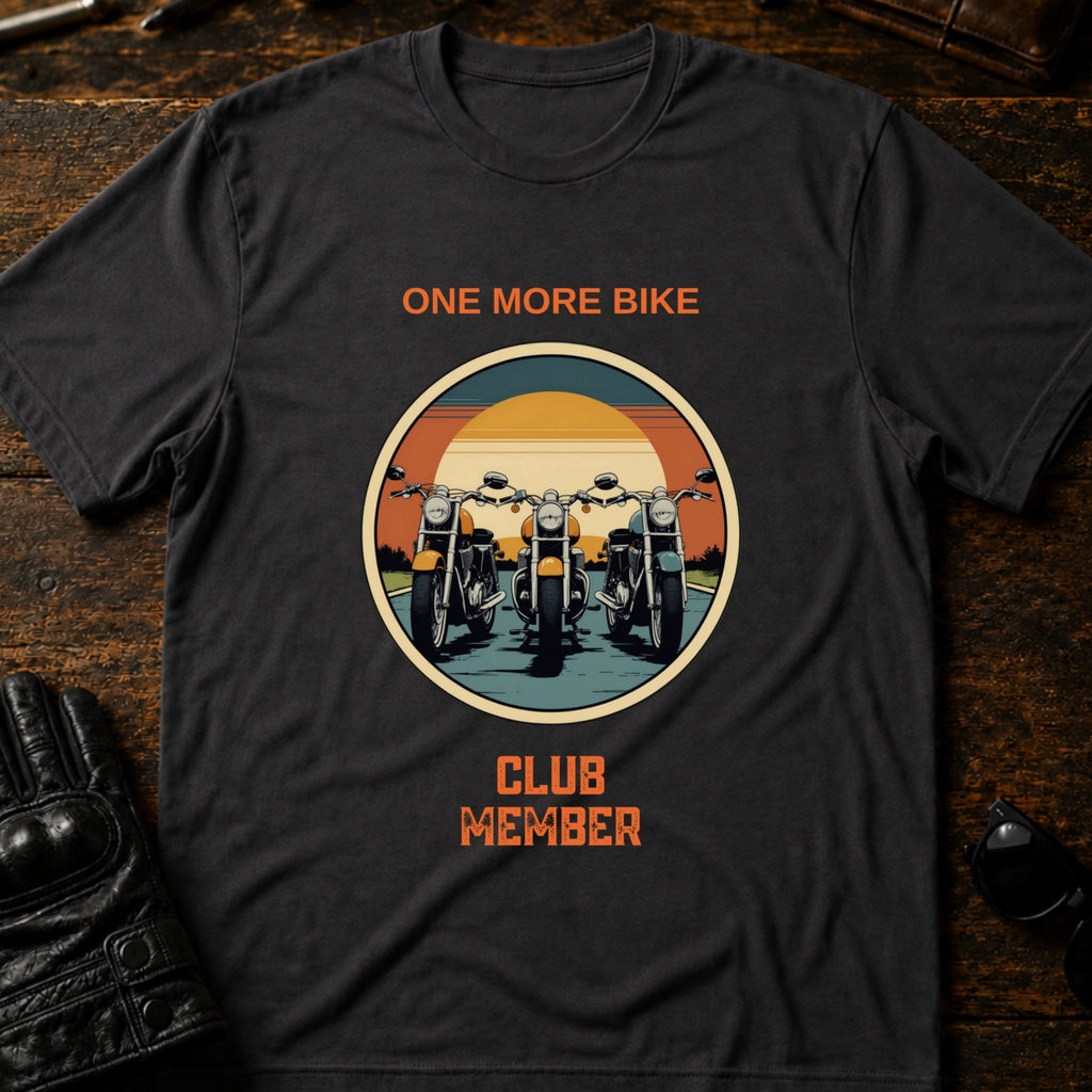 One More Bike Club Member Funny Motorcycle T-Shirt - mockup 3 charcoal