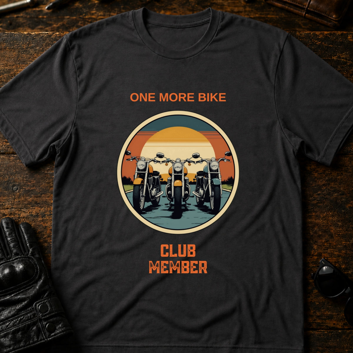 One More Bike Club Member Funny Motorcycle T-Shirt, charcoal