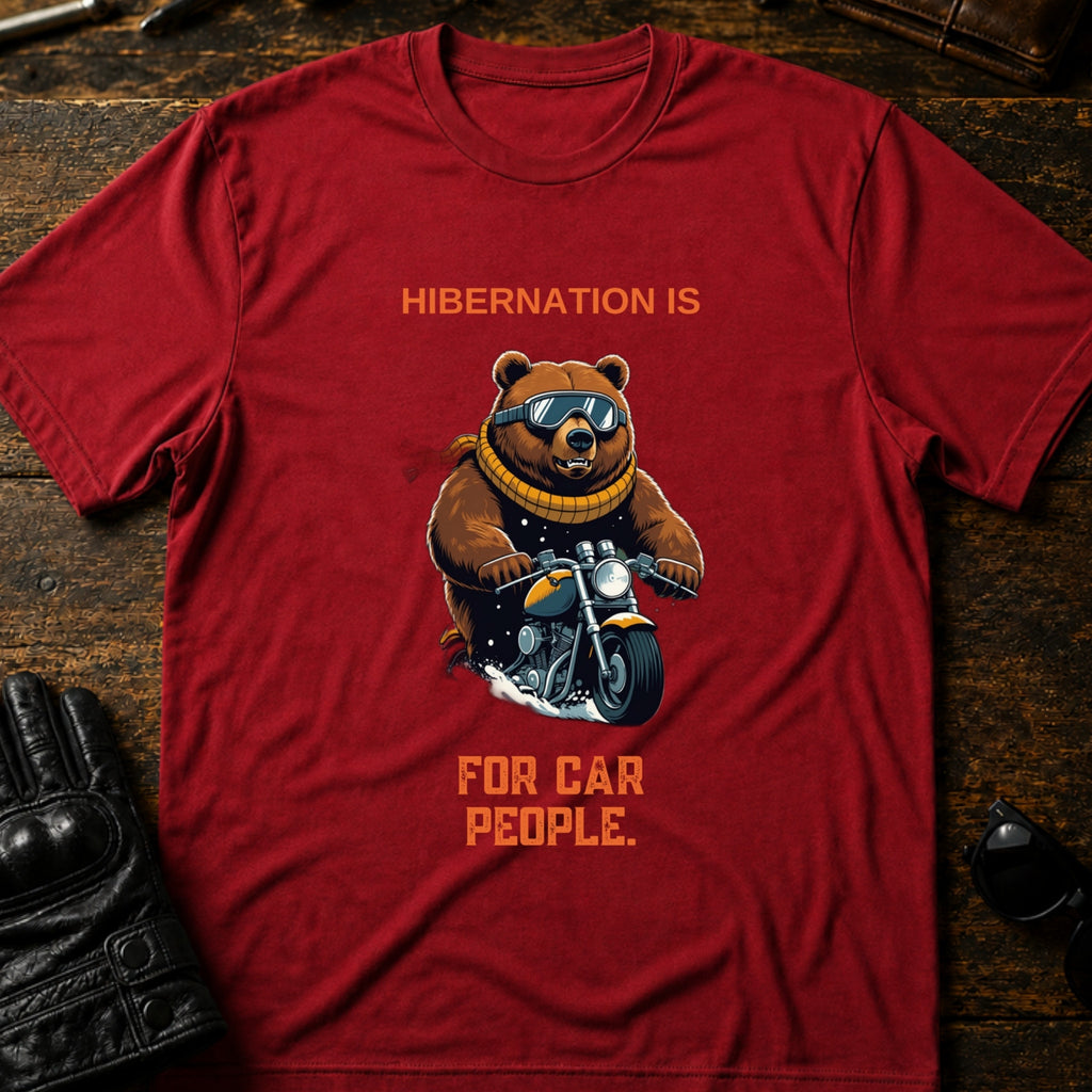 Hibernation Is For Car People Winter Biker T-Shirt - mockup 7 cardinal red