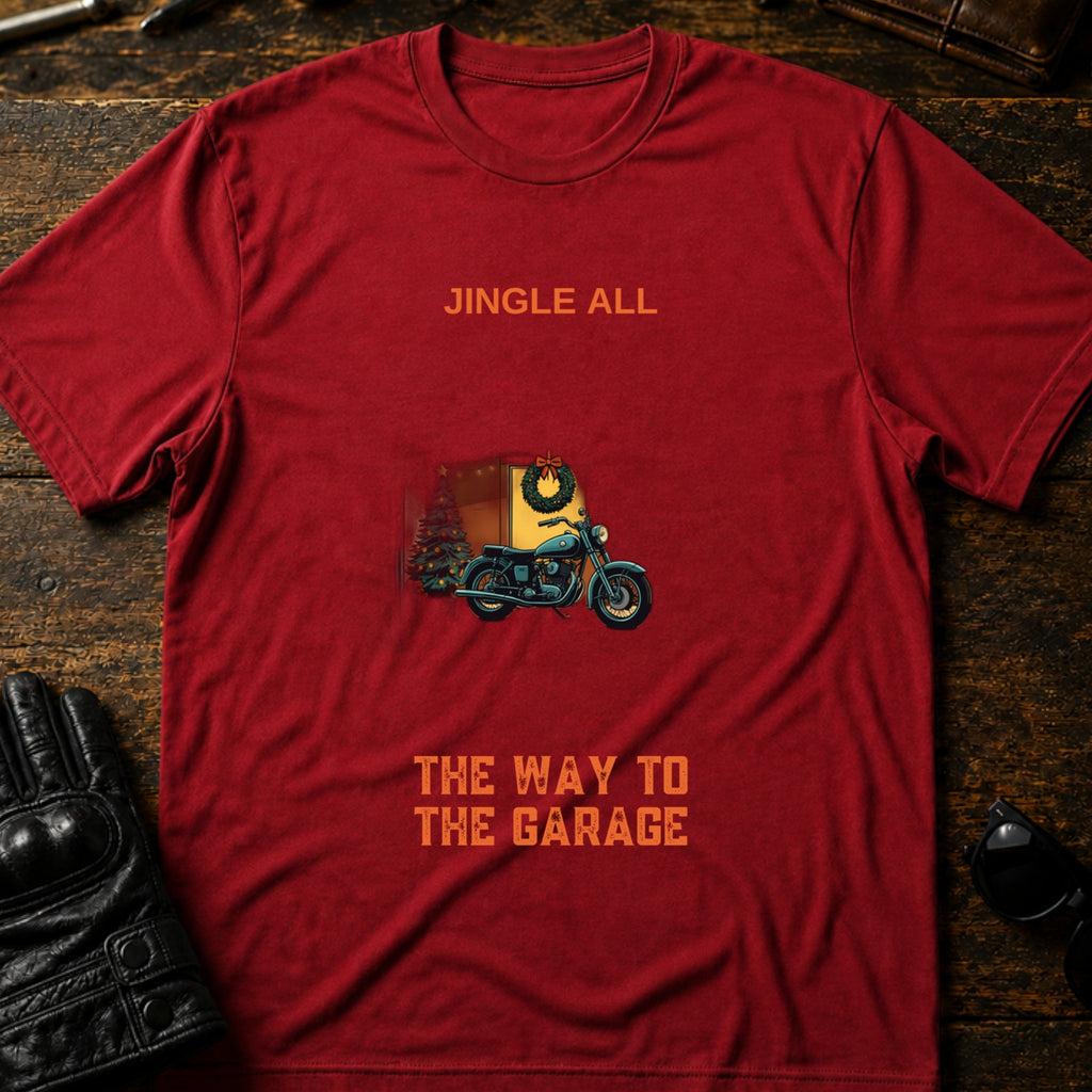 Jingle All The Way To The Garage Christmas Biker T-Shirt - mockup 7 cardinal red