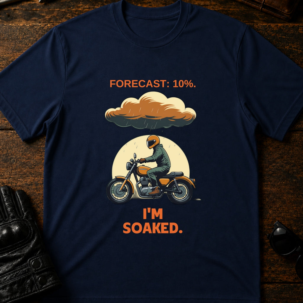Forecast Said 10 Percent Im Soaked Biker T-Shirt - mockup 5 navy