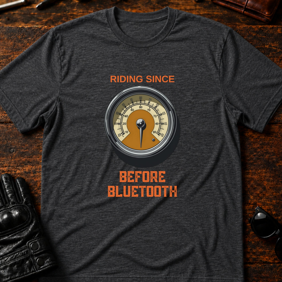 Riding Since Before Bluetooth Vintage Biker T-Shirt, dark heather