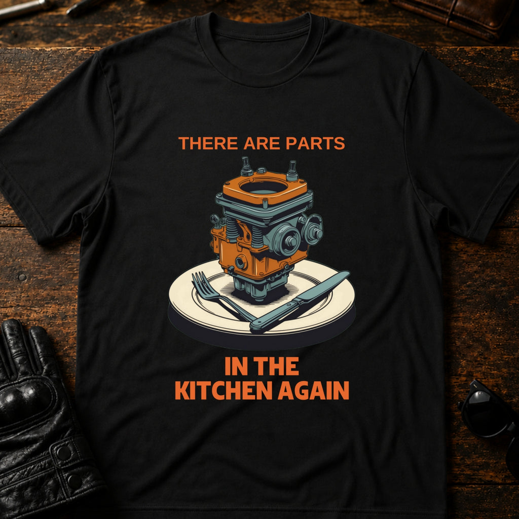 Spare Parts In The Kitchen Again Biker Husband T-Shirt - mockup 1 black