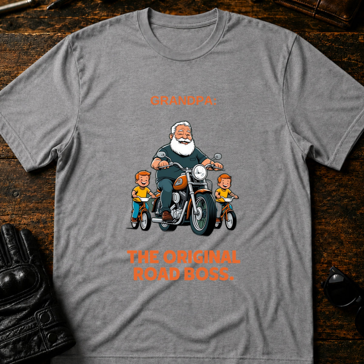 Grandpa The Original Road Boss T-Shirt, sport gray