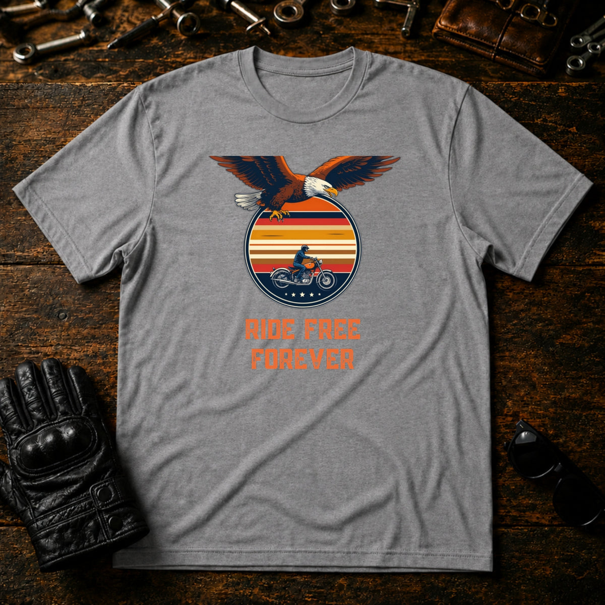 Ride Free Forever T-Shirt - mockup 4 sport gray
