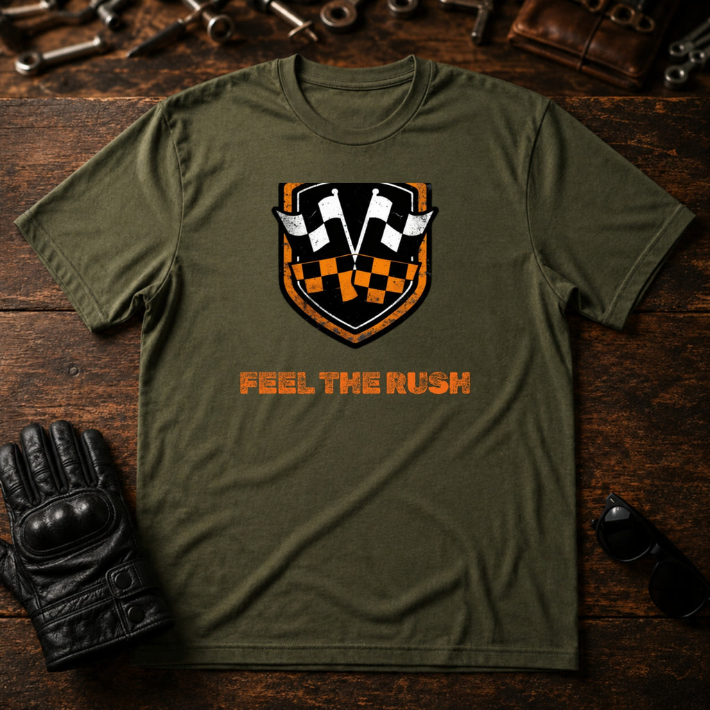 Speedway Spirit Badge T-Shirt - mockup 2 military green