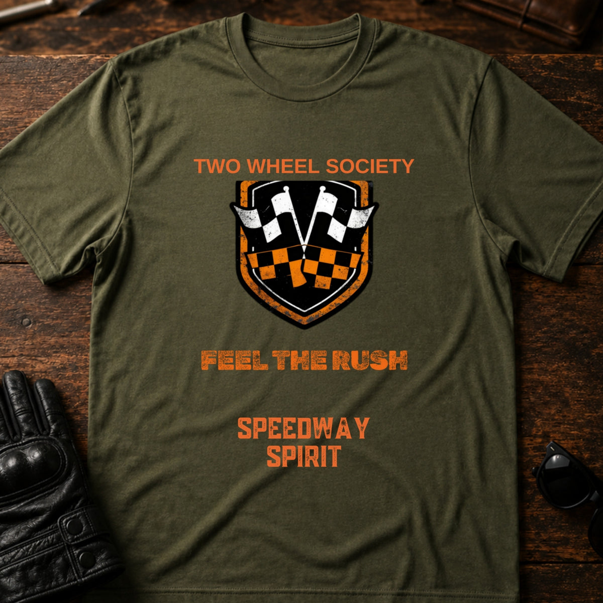 Speedway Spirit Badge T-Shirt, military green