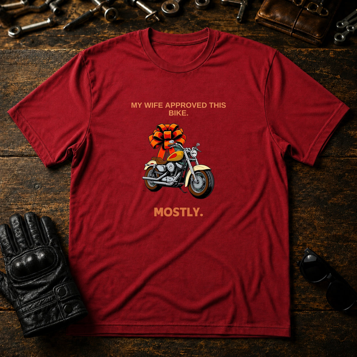 My Wife Approved This Bike T-Shirt - mockup 7 cardinal red