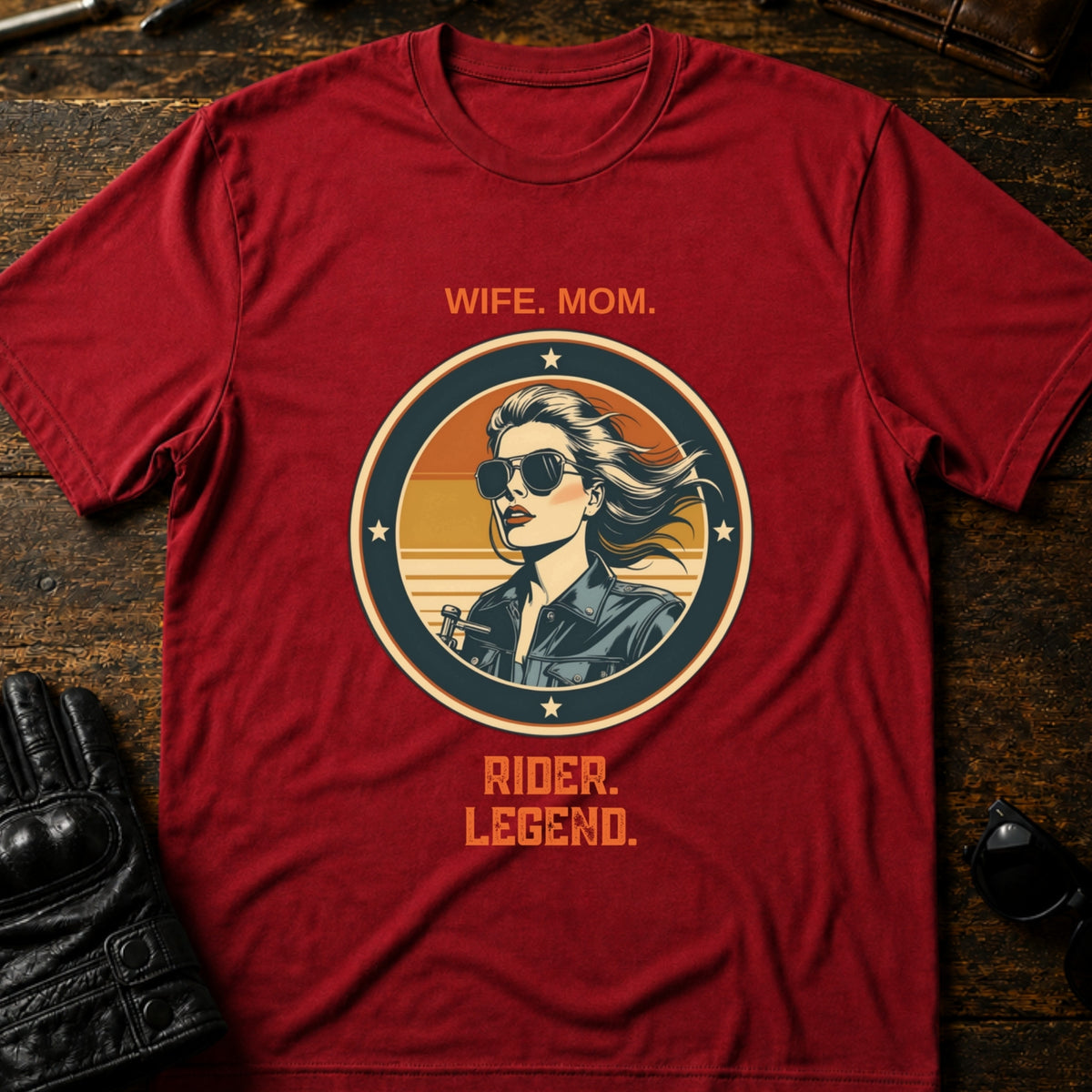 Wife Mom Rider Legend Women Biker T-Shirt, cardinal red