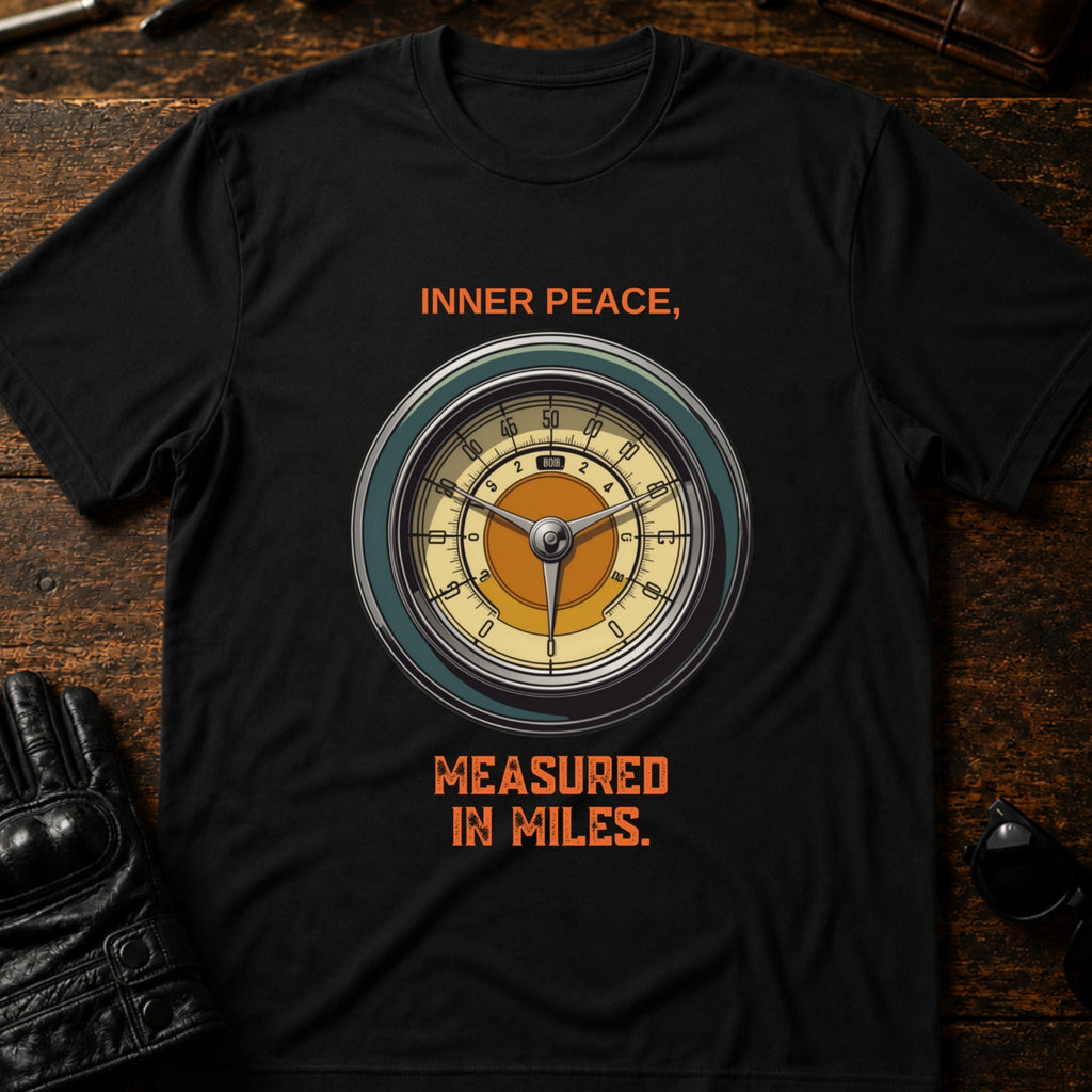Inner Peace Measured In Miles Motorcycle T-Shirt - mockup 1 black