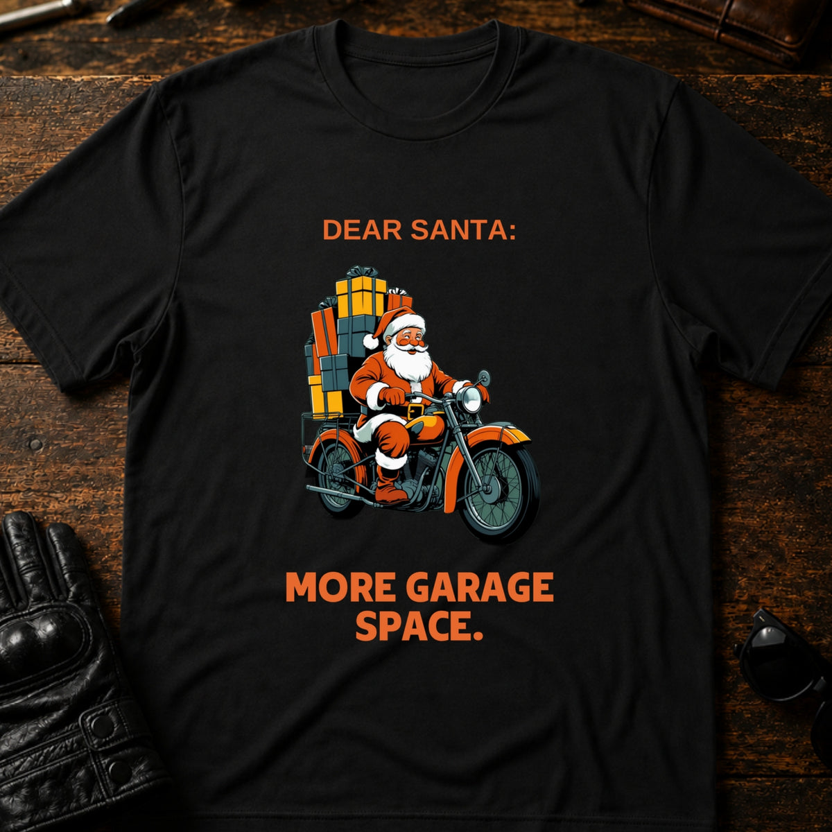 Dear Santa More Garage Space T-Shirt, black