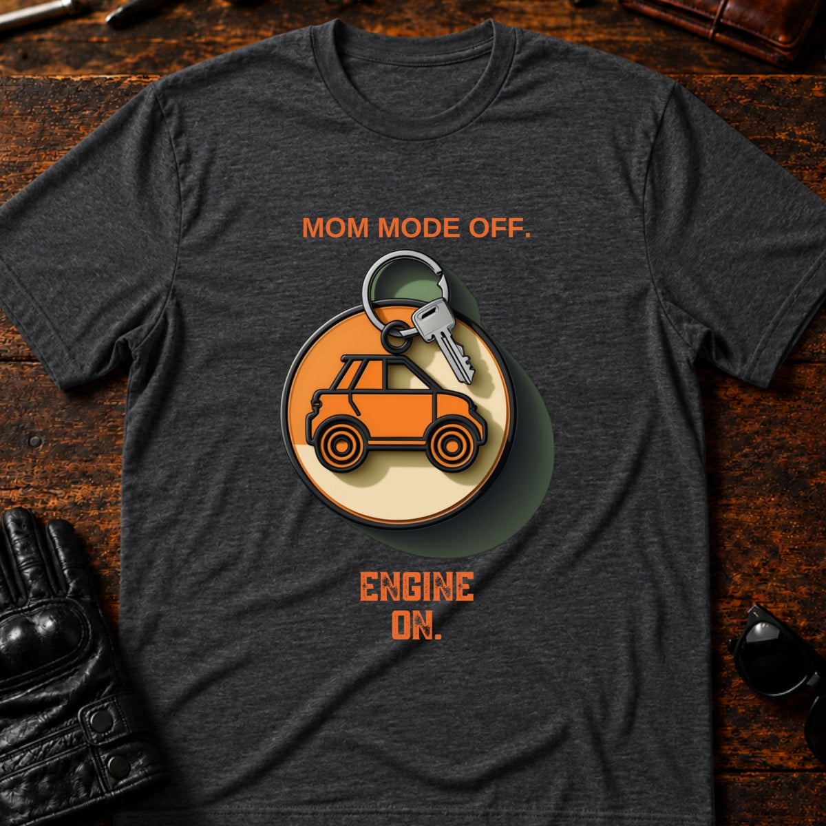Mom Mode Off Engine On Motorcycle Mom T-Shirt, dark heather