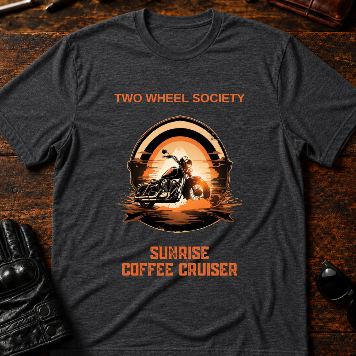 Sunrise Coffee Cruiser T-Shirt, dark heather