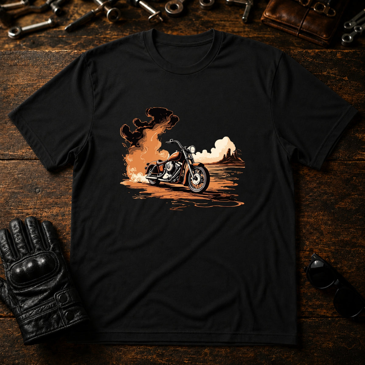 Sunrise Coffee Ride T-Shirt - mockup 1 black