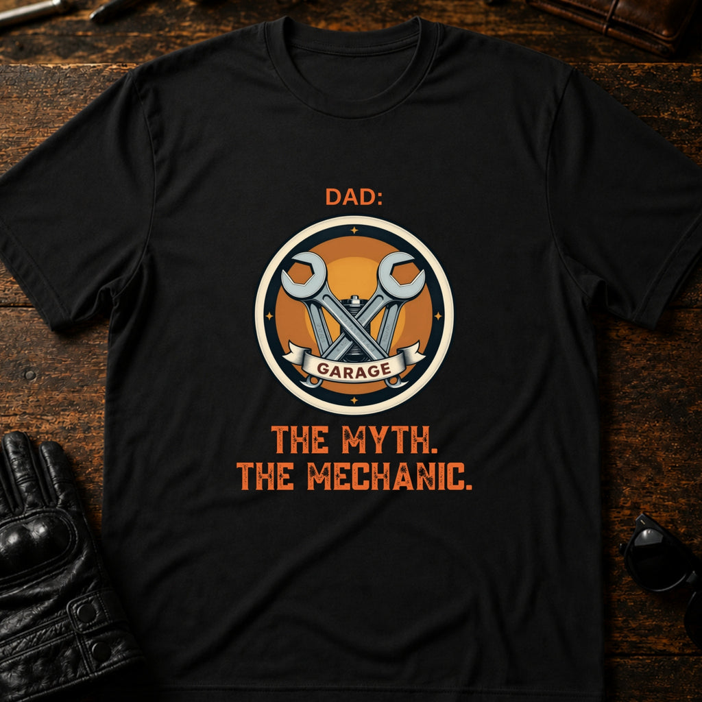 Dad The Man The Myth The Mechanic Motorcycle T-Shirt - mockup 1 black