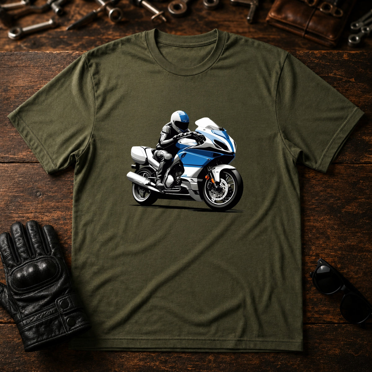 Open Road Adventure T-Shirt - mockup 2 military green
