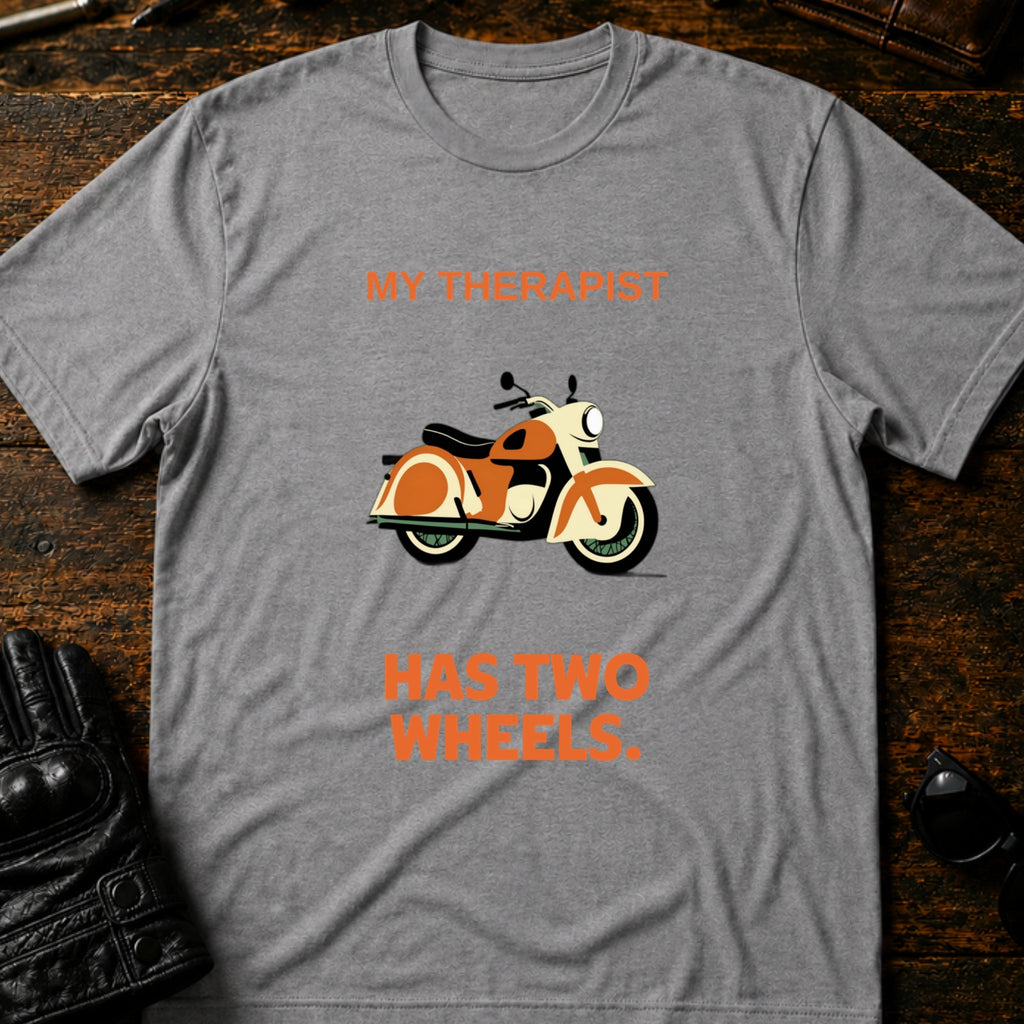 My Therapist Has Two Wheels Motorcycle T-Shirt - mockup 4 sport gray