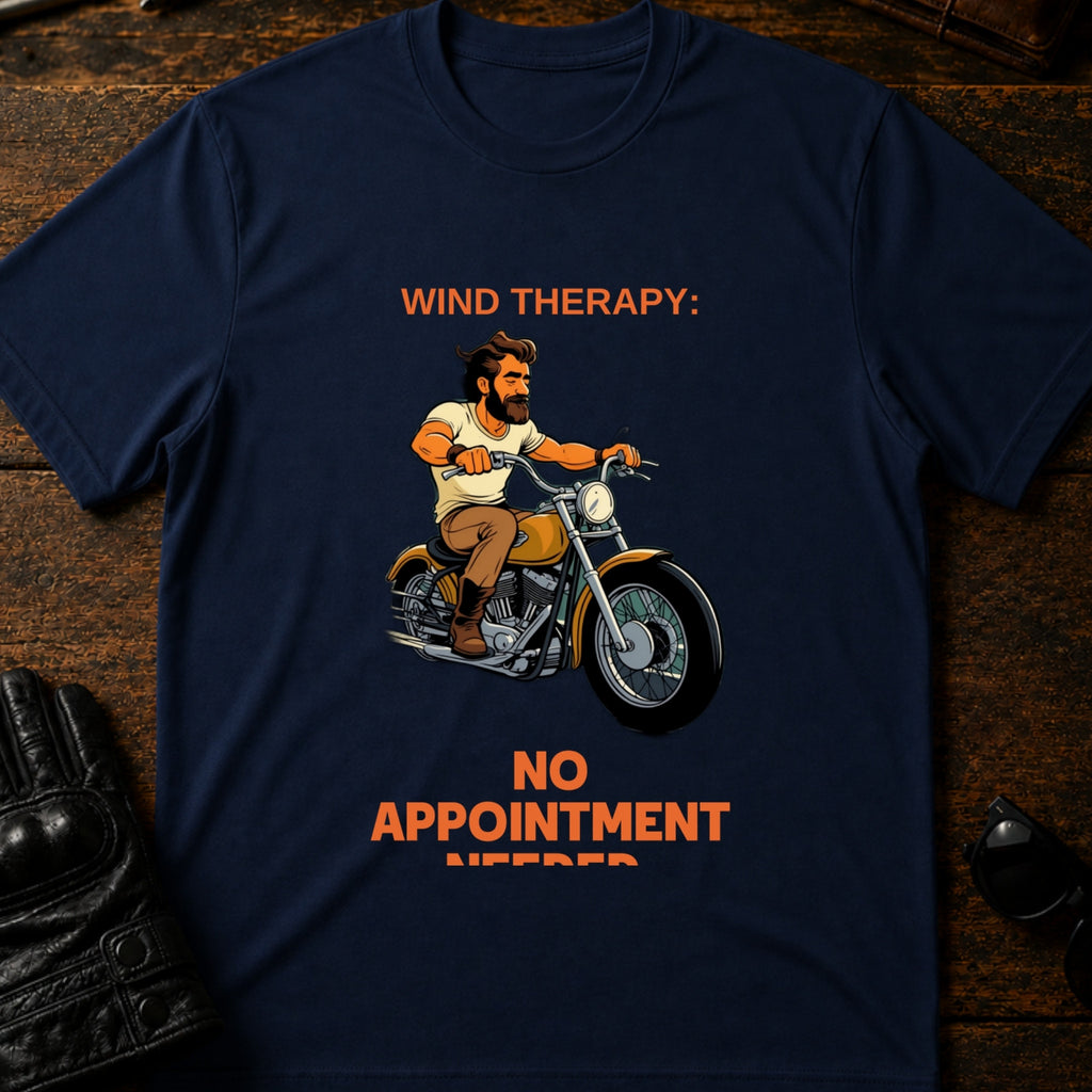 Wind Therapy No Appointment Needed Biker T-Shirt - mockup 5 navy