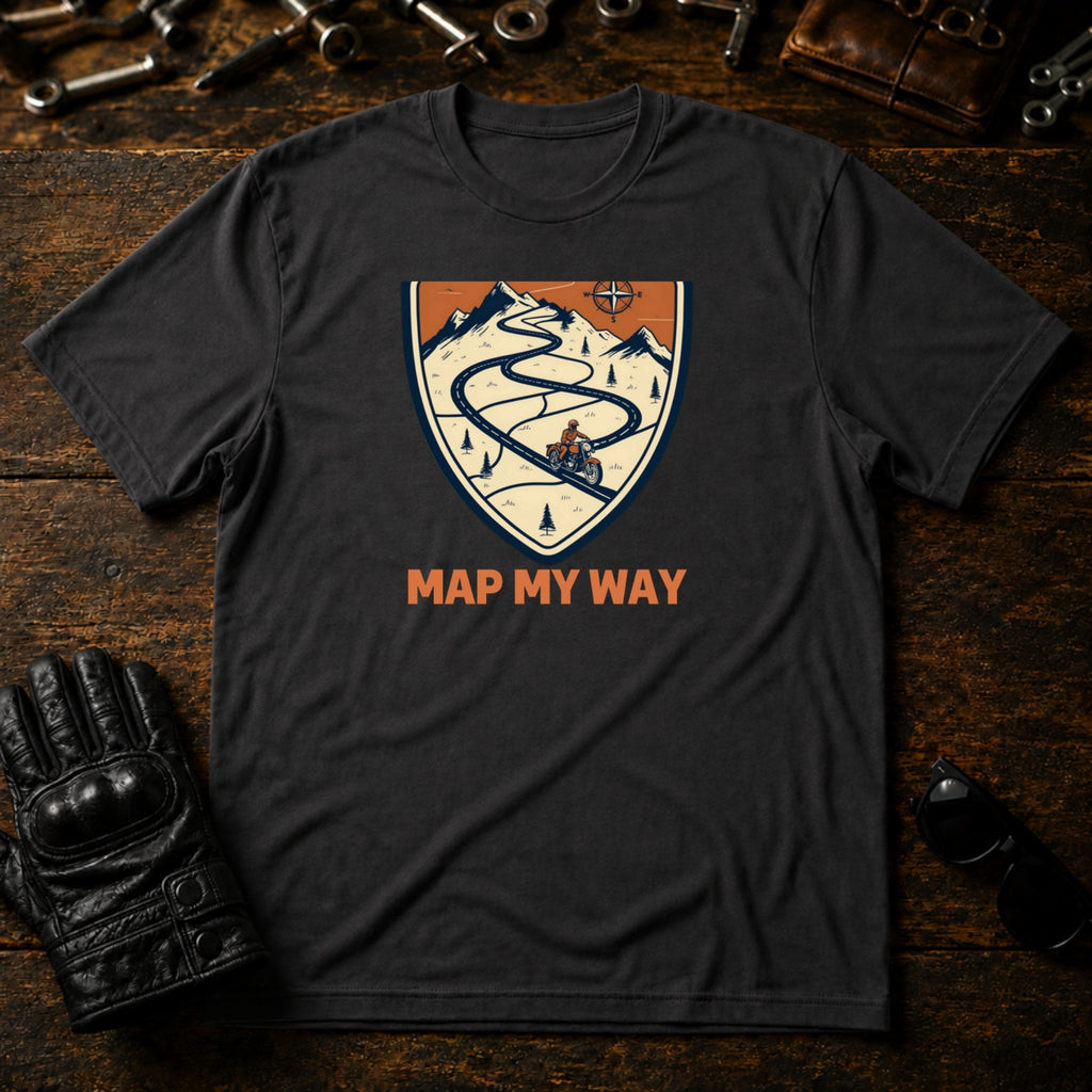 Road Trip Map Art T-Shirt - mockup 3 charcoal