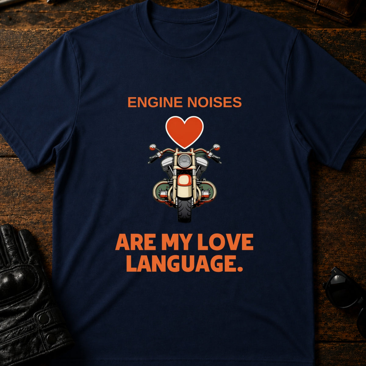 Engine Noises Are My Love Language Biker T-Shirt, navy