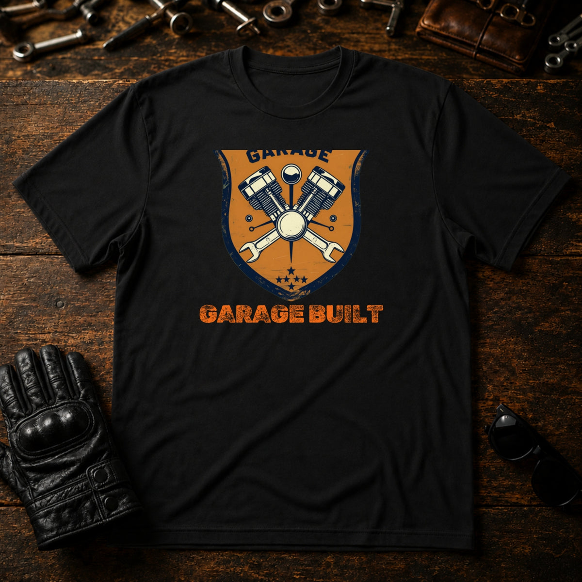 Garage Culture Vintage Badge T-Shirt - mockup 1 black