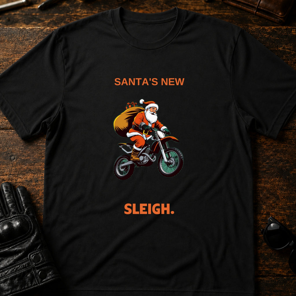 Santa Motocross Christmas Dirt Bike T-Shirt - mockup 1 black