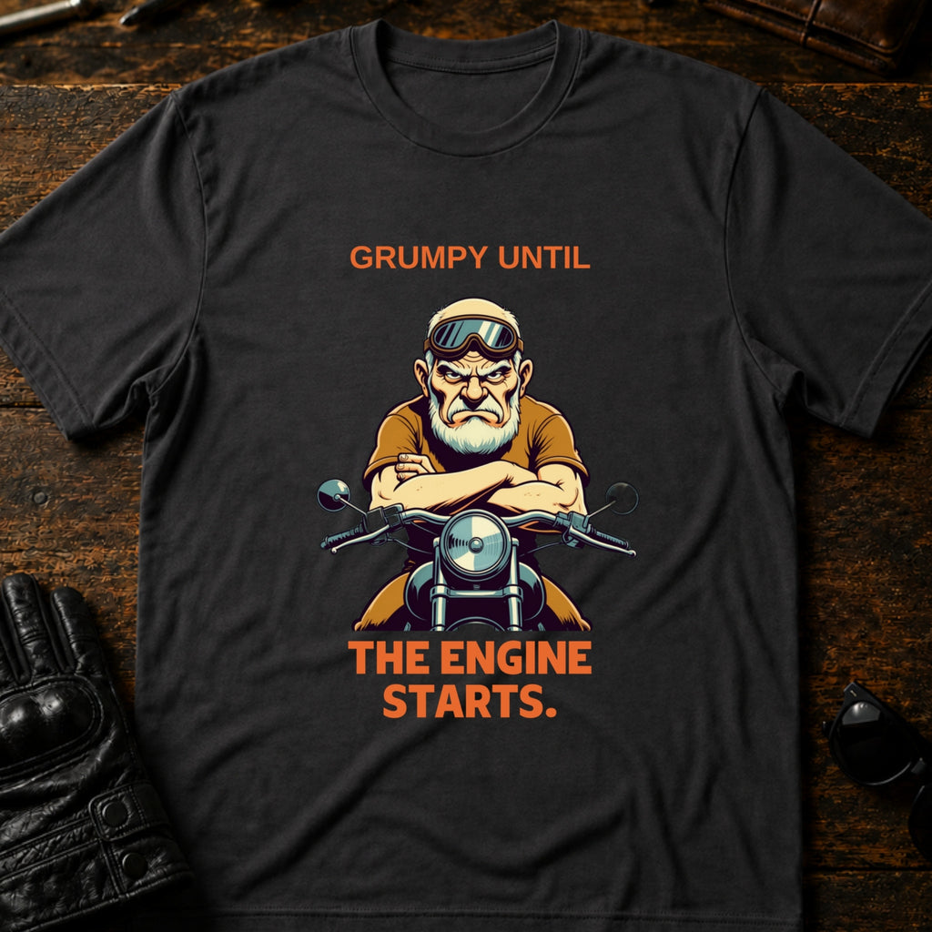 Grumpy Until The Engine Starts Dad Biker T-Shirt - mockup 3 charcoal