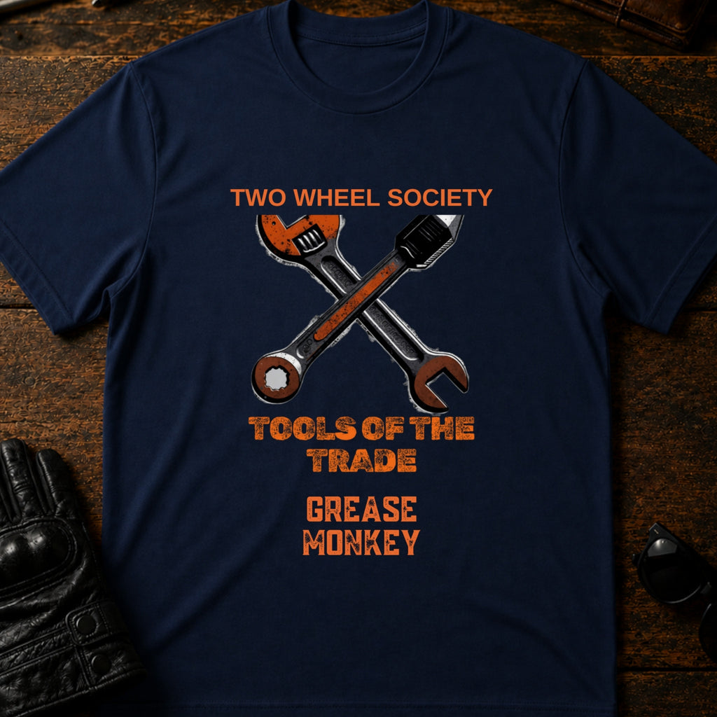 Grease Monkey Wrench T-Shirt - mockup 5 navy