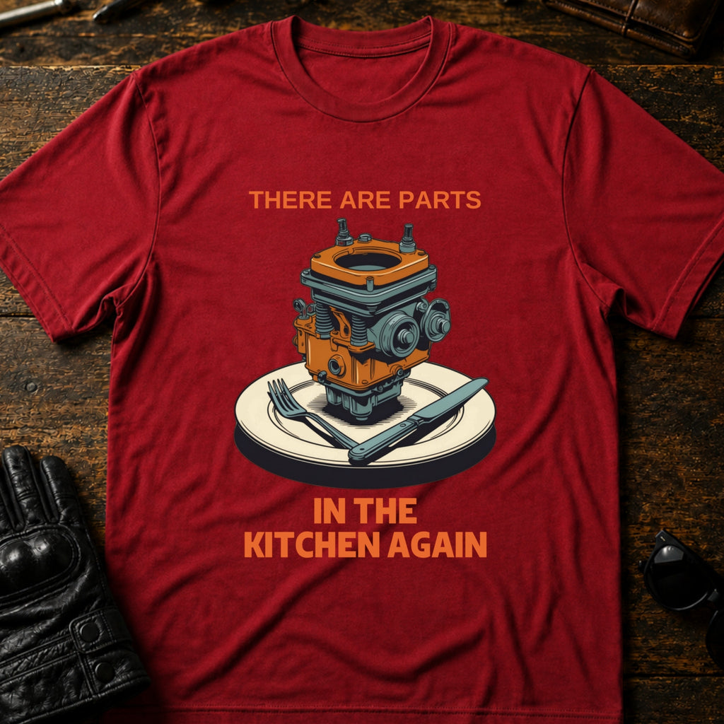 Spare Parts In The Kitchen Again Biker Husband T-Shirt - mockup 7 cardinal red