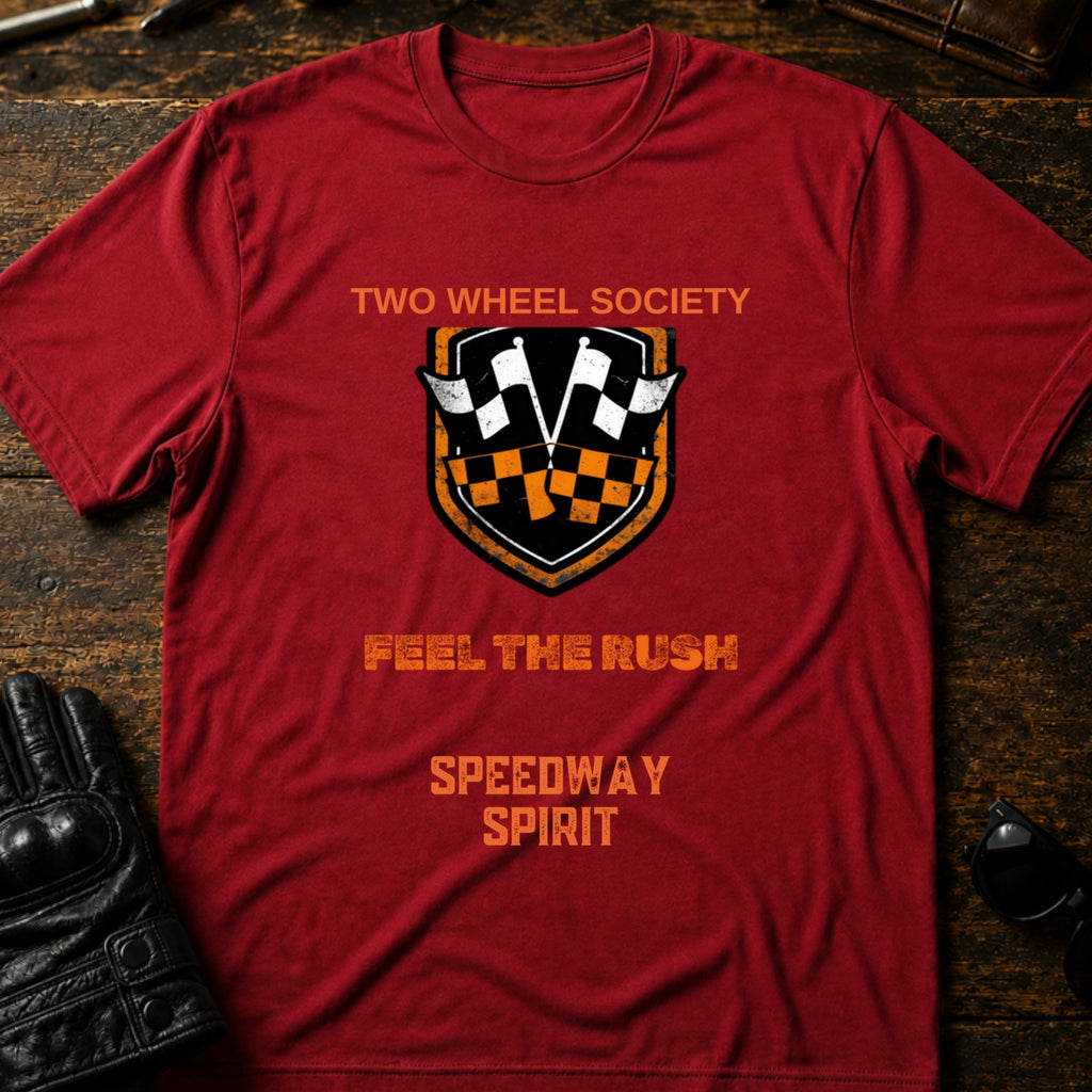 Speedway Spirit Badge T-Shirt - mockup 7 cardinal red
