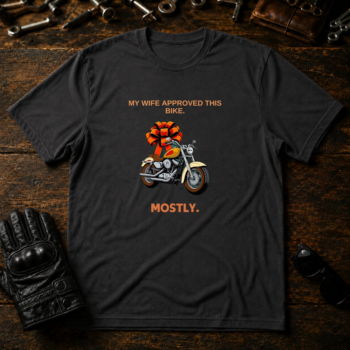 My Wife Approved This Bike T-Shirt - mockup 3 charcoal