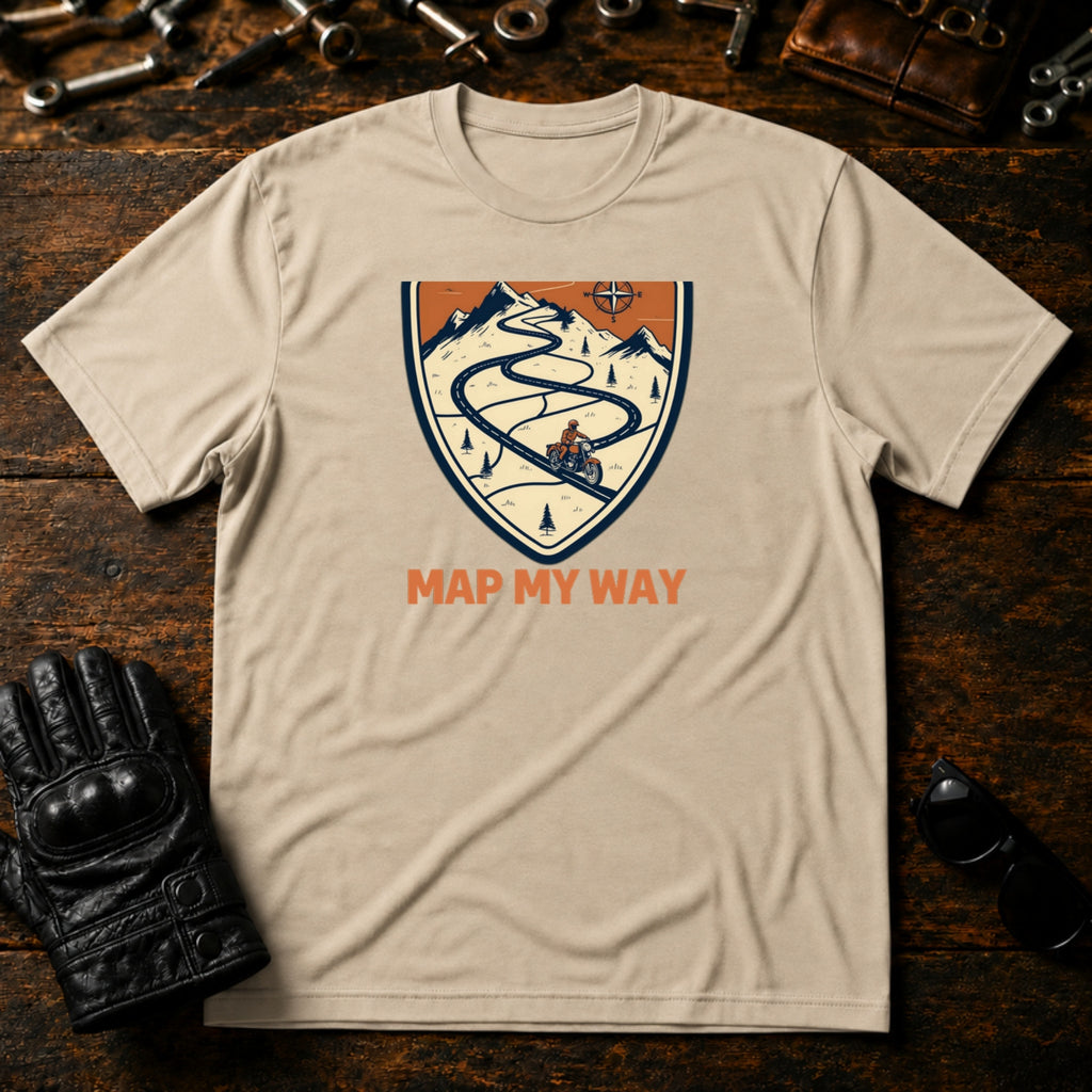 Road Trip Map Art T-Shirt - mockup 6 sand