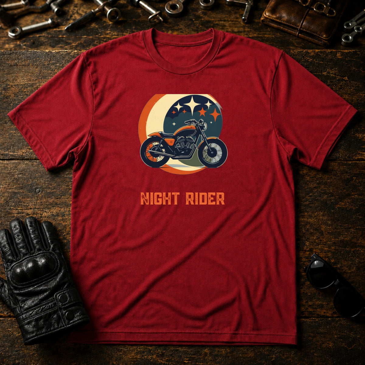Riders Night Out T-Shirt - mockup 7 cardinal red