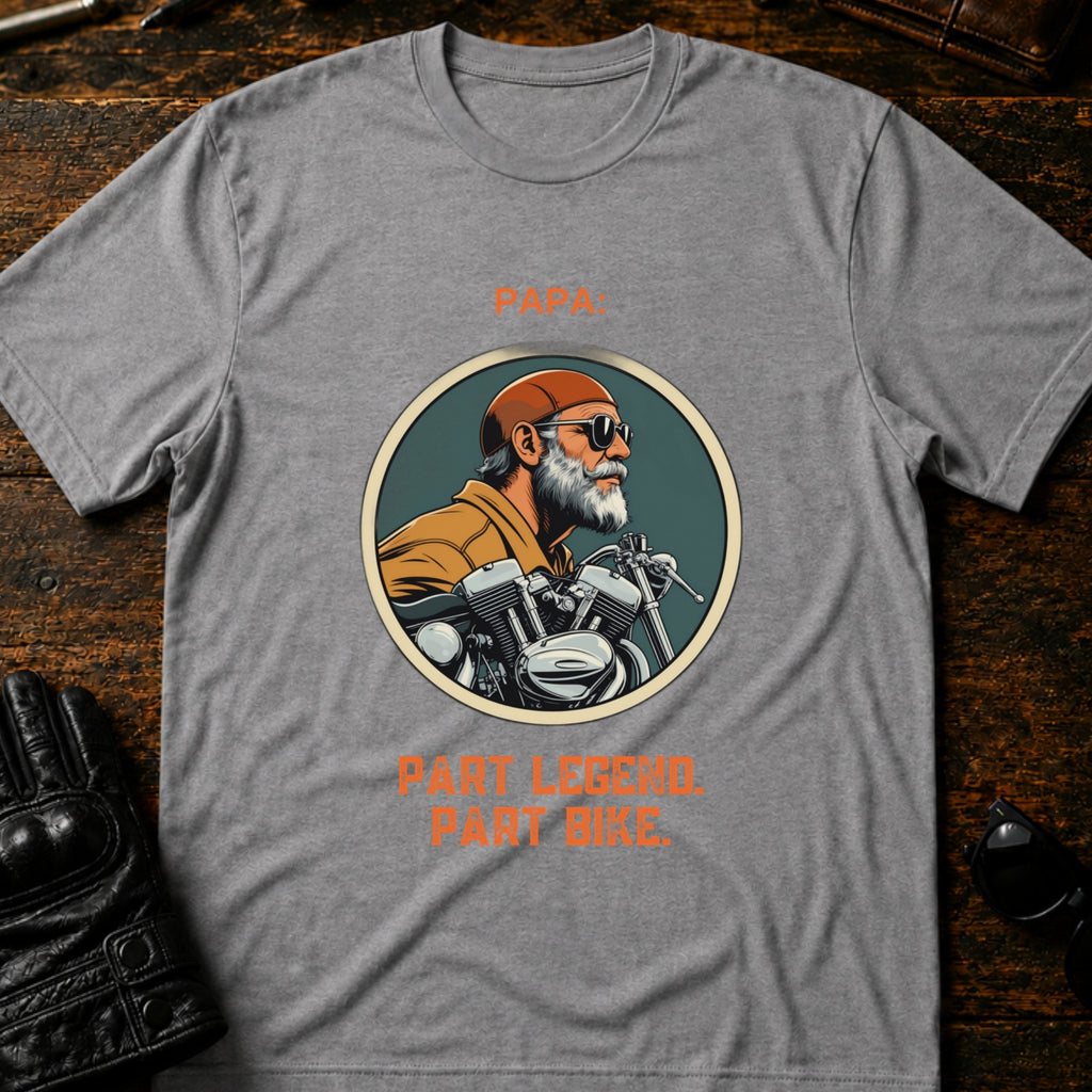 Papa Part Legend Part Motorcycle Grandpa Biker T-Shirt - mockup 4 sport gray