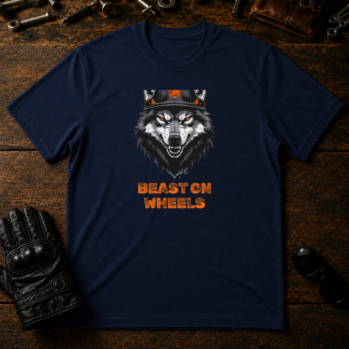 Wild Animal Rider T-Shirt - mockup 5 navy