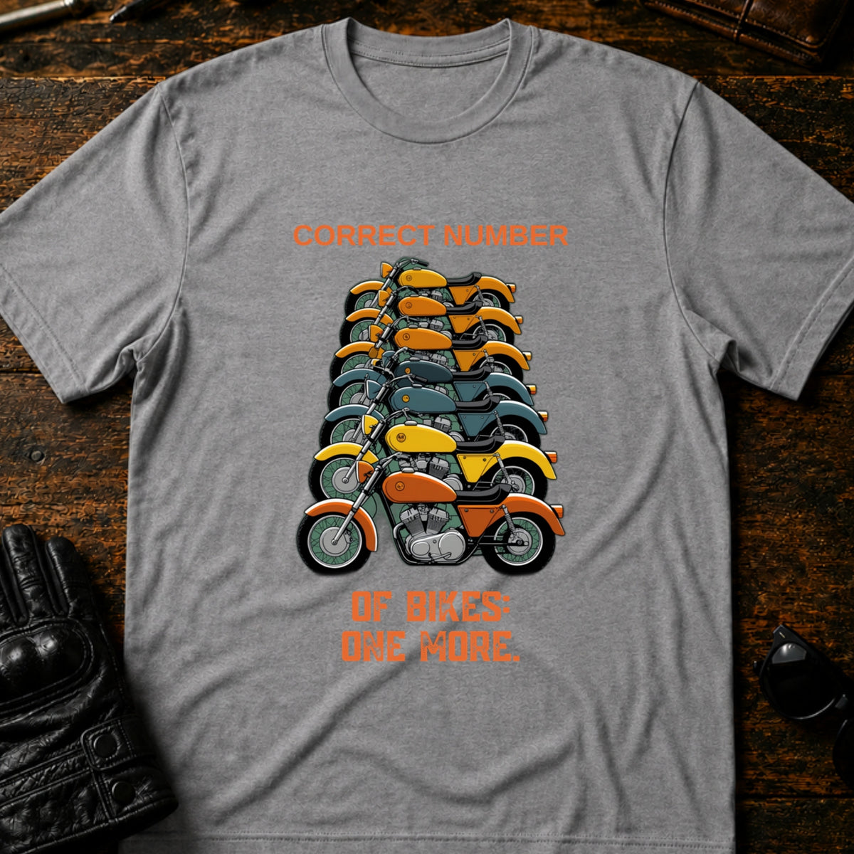 Correct Number Of Bikes One More Funny Biker T-Shirt, sport gray